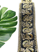 HKM-383635 Gold Thread Polyester Embroidery Ribbon - Bohemian Style Crafting Supplies