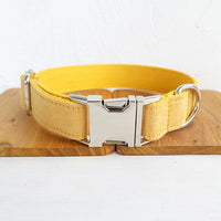 HKM-3836861 Adjustable Yellow Velvet Dog Collar in Multiple Sizes