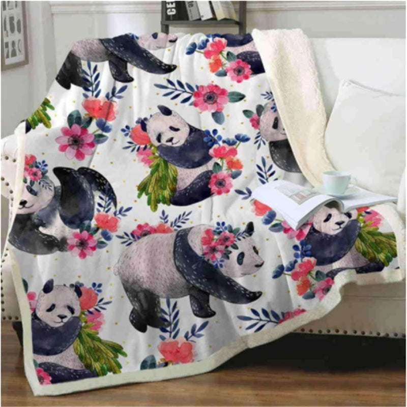 HKM-383763 Panda Series Coral Fleece Flannel Blanket for Cozy Comfort