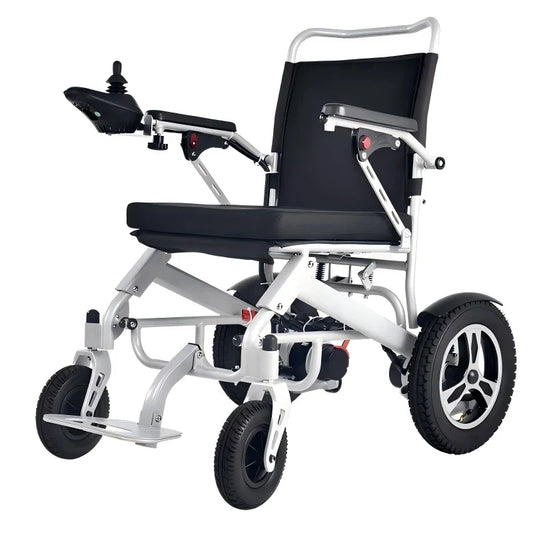 HKM-383827 Lightweight Folding Electric Wheelchair with Lithium Battery - 250W Motors, Aluminum Alloy Frame, Max Speed 6km/h, 150kg Capacity
