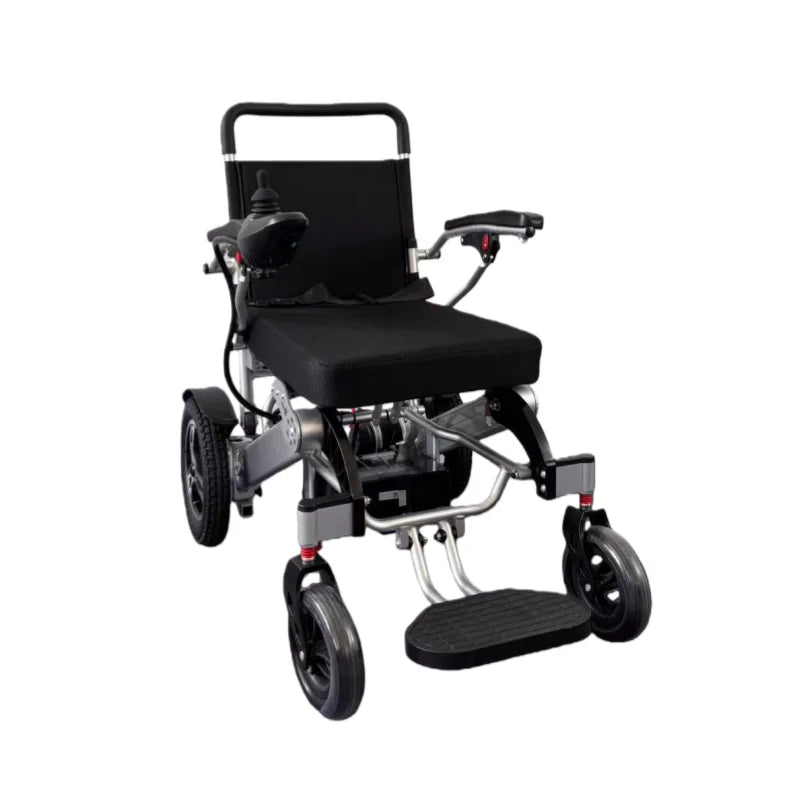 HKM-383827 Lightweight Folding Electric Wheelchair with Lithium Battery - 250W Motors, Aluminum Alloy Frame, Max Speed 6km/h, 150kg Capacity