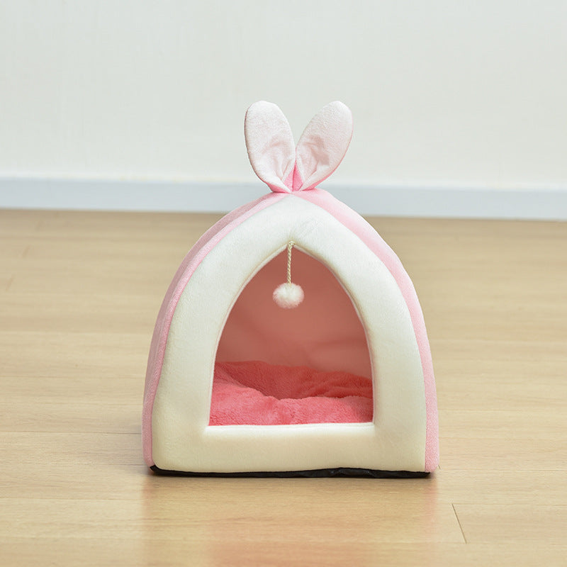 HKM-3838525 Rabbit Ear Nest for Cats and Dogs - Soft Arctic Velvet with PP Cotton, Multiple Sizes Available