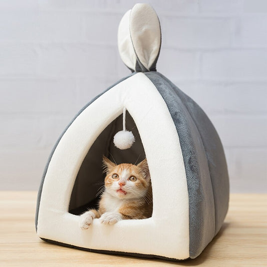 HKM-3838525 Rabbit Ear Nest for Cats and Dogs - Soft Arctic Velvet with PP Cotton, Multiple Sizes Available
