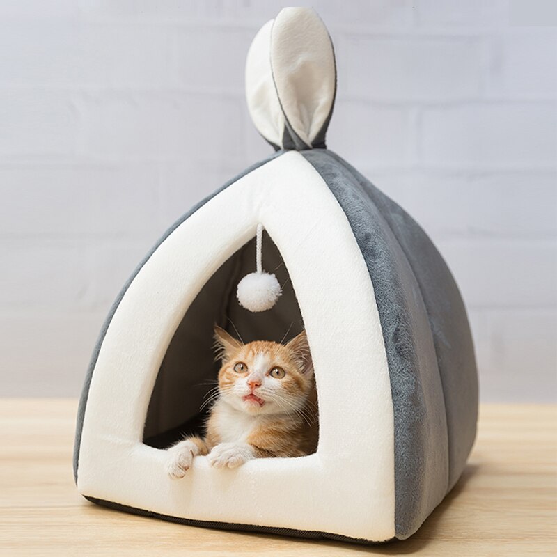 HKM-3838525 Rabbit Ear Nest for Cats and Dogs - Soft Arctic Velvet with PP Cotton, Multiple Sizes Available