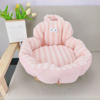 HKM-3838909 Big Eyes Round Pet Sofa Nest - Soft Cloth, Available in Pink, Blue, Yellow, 48cm or 60cm Diameter