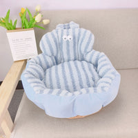 HKM-3838909 Big Eyes Round Pet Sofa Nest - Soft Cloth, Available in Pink, Blue, Yellow, 48cm or 60cm Diameter