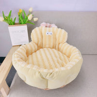 HKM-3838909 Big Eyes Round Pet Sofa Nest - Soft Cloth, Available in Pink, Blue, Yellow, 48cm or 60cm Diameter