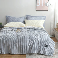 HKM-383955 Summer Multifunctional Striped Snowfleece Air Conditioning Blanket - Flannel Sofa Cover, Single & Double Quilt