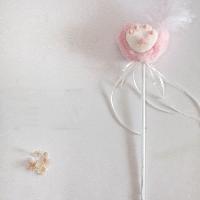 HKM-3839677 Cat Toy Stick with Bell, Feather Tassel & Bite Resistant Fur Ball - Multiple Colors Available