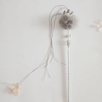 HKM-3839677 Cat Toy Stick with Bell, Feather Tassel & Bite Resistant Fur Ball - Multiple Colors Available