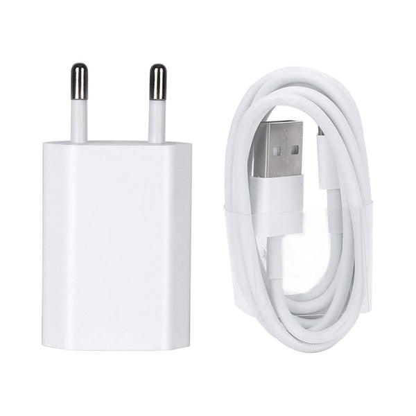 HKM-384019 Universal USB Travel Charger Compatible with iPhone 5, 5S, 6, 6S, X, iPad Air, Mini, and SE - 5V 2A Output