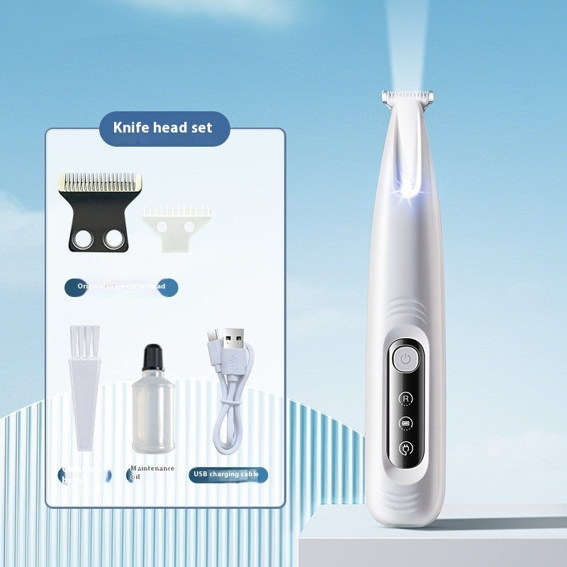 HKM-3840445 Pet Hair Shaver Device for Dogs - USB Rechargeable with Cleaning Brush and Maintenance Oil, White