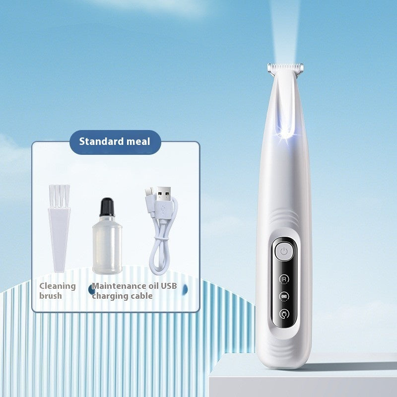 HKM-3840445 Pet Hair Shaver Device for Dogs - USB Rechargeable with Cleaning Brush and Maintenance Oil, White