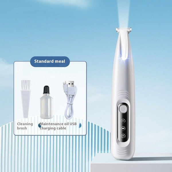HKM-3840445 Pet Hair Shaver Device for Dogs - USB Rechargeable with Cleaning Brush and Maintenance Oil, White