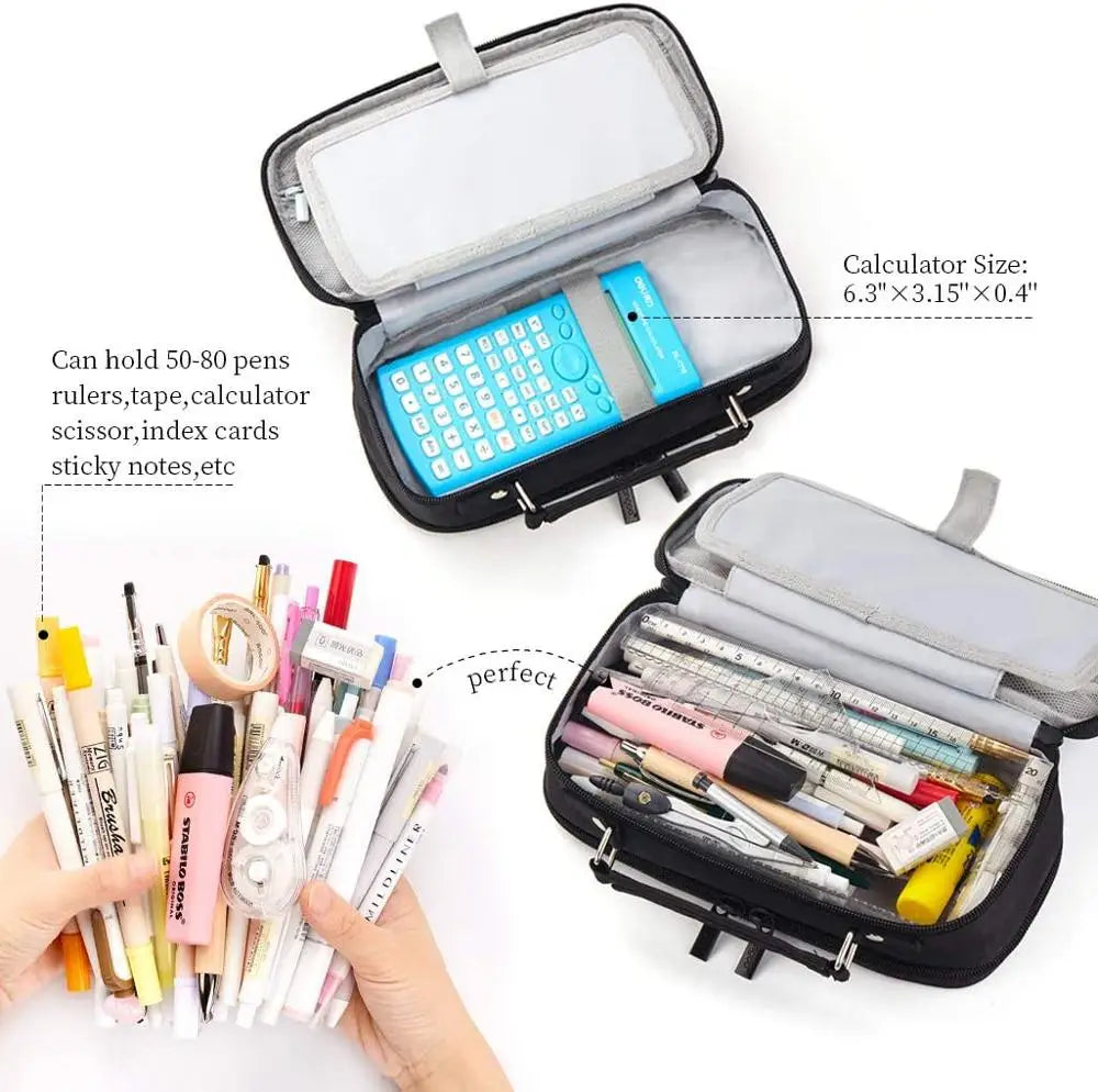 HKM-384083 Custom Multi-Compartment Office Pen Organizer and Pencil Case for School Use