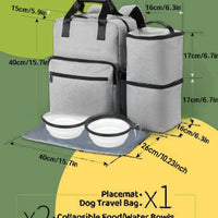 HKM-3841085 Large Capacity Gray Pet Outdoor Bag with Tableware Set and Accessories