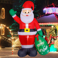 HKM-384147 8FT Inflatable Santa Claus with Gift Bag and LED Lights for Holiday Lawn Decoration