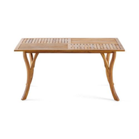 HKM-384147 Teak Color Solid Wood Dining Table - Outdoor 59 Inch Rectangle Design
