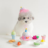HKM-3842237 Adorable Pink White Cake Hat Plush Toy for Dogs and Cats