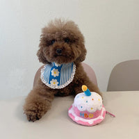 HKM-3842237 Adorable Pink White Cake Hat Plush Toy for Dogs and Cats