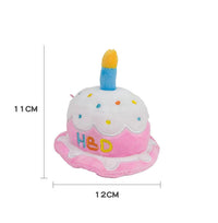 HKM-3842237 Adorable Pink White Cake Hat Plush Toy for Dogs and Cats