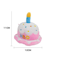 HKM-3842237 Adorable Pink White Cake Hat Plush Toy for Dogs and Cats