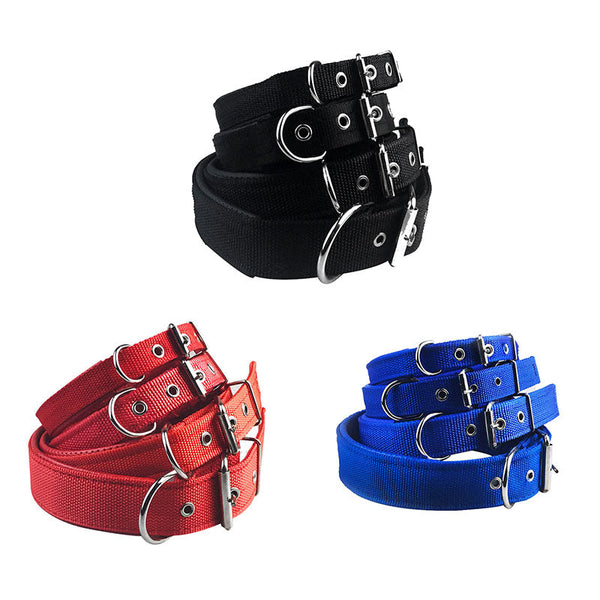 HKM-3842621 Adjustable Nylon Foam Leather Dog Collar with Soft Lining in Multiple Colors
