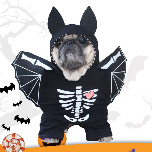 HKM-3843005 Stylish Black Bat Costume for Dogs - Transforming Pet Outfit in Various Sizes