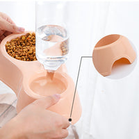 HKM-3844797 Automatic Double Pet Water Bowl with Integrated Bottle - Available in Pink, Blue, and Gray