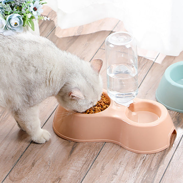 HKM-3844797 Automatic Double Pet Water Bowl with Integrated Bottle - Available in Pink, Blue, and Gray