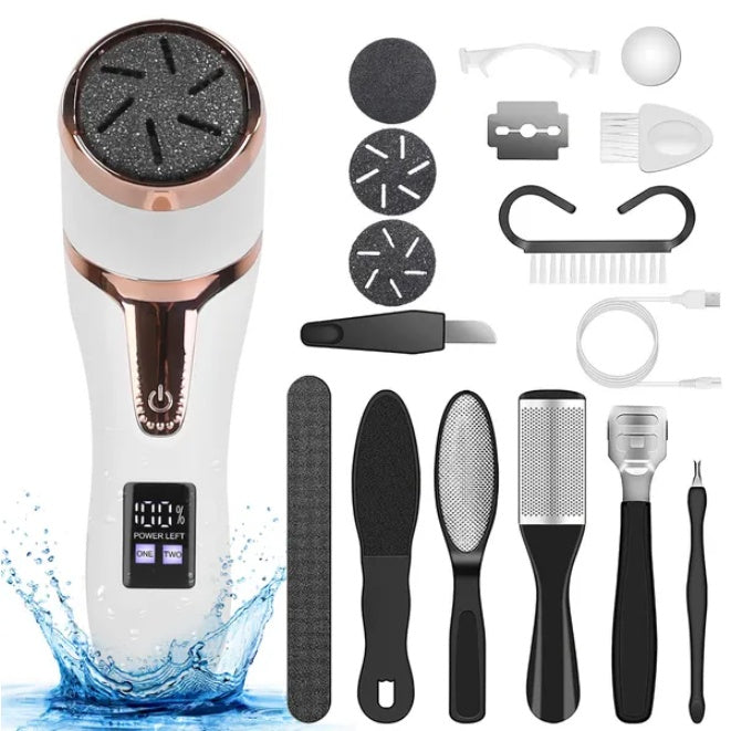 HKM-384531 17-Piece Electric Foot Callus Remover Set for Smooth and Soft Feet