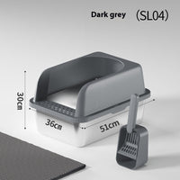 HKM-3846077 Thick Stainless Steel Cat Litter Box with Insulation Pad and Multifunctional Scoop