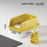 HKM-3846077 Thick Stainless Steel Cat Litter Box with Insulation Pad and Multifunctional Scoop