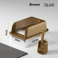 HKM-3846077 Thick Stainless Steel Cat Litter Box with Insulation Pad and Multifunctional Scoop