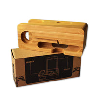 HKM-384659 Bamboo Smartphone Stand with Carved Design for Office Decor