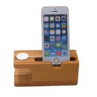 HKM-384659 Bamboo Smartphone Stand with Carved Design for Office Decor