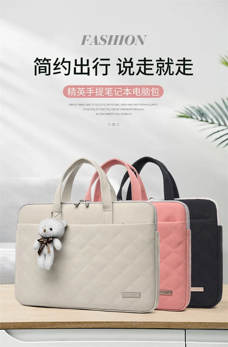 HKM-384659 Diamond-Shaped PU Laptop Bag for 13.3/15.6 Inch Notebooks