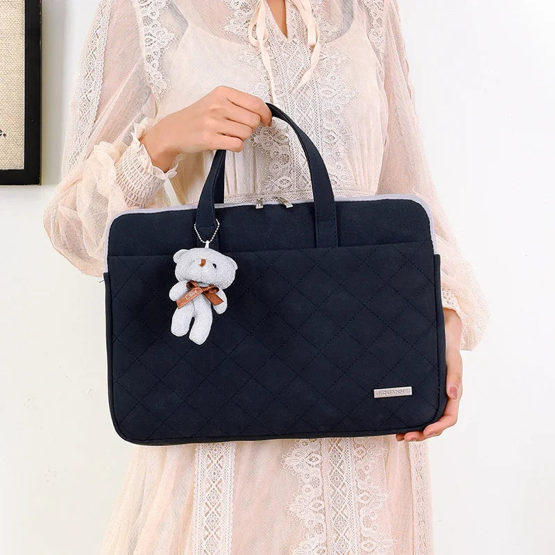 HKM-384659 Diamond-Shaped PU Laptop Bag for 13.3/15.6 Inch Notebooks