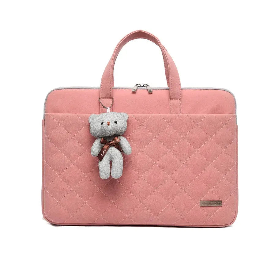 HKM-384659 Diamond-Shaped PU Laptop Bag for 13.3/15.6 Inch Notebooks