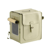 HKM-3846845 Foldable Large Capacity Cat Trolley Bag - Breathable PU Pet Carrier in Milky White & Army Green