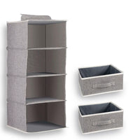 HKM-384851 4-Layer Cotton and Linen Fabric Hanging Organizer Box for Home Storage and Organisation