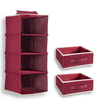 HKM-384851 4-Layer Cotton and Linen Fabric Hanging Organizer Box for Home Storage and Organisation