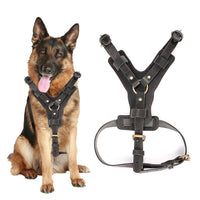 HKM-384979 Leather Dog Chest Harness with Automatic Traction Rope for Comfortable Walking