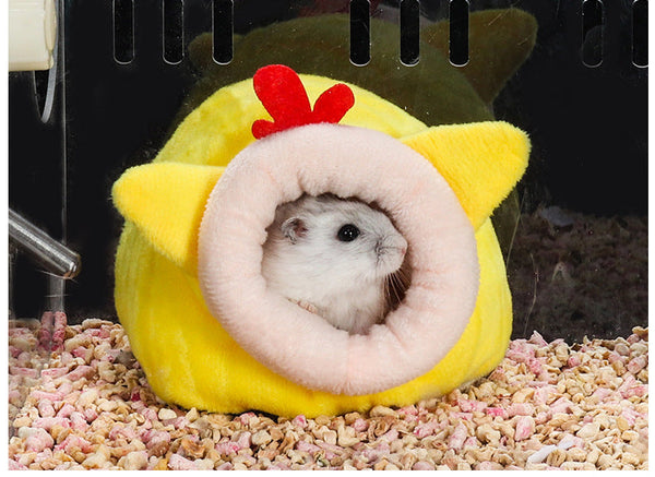 HKM-3850429 Cozy Cloth Small Pet Nest for Hamsters - Pink Rabbit & Yellow Chicken Design