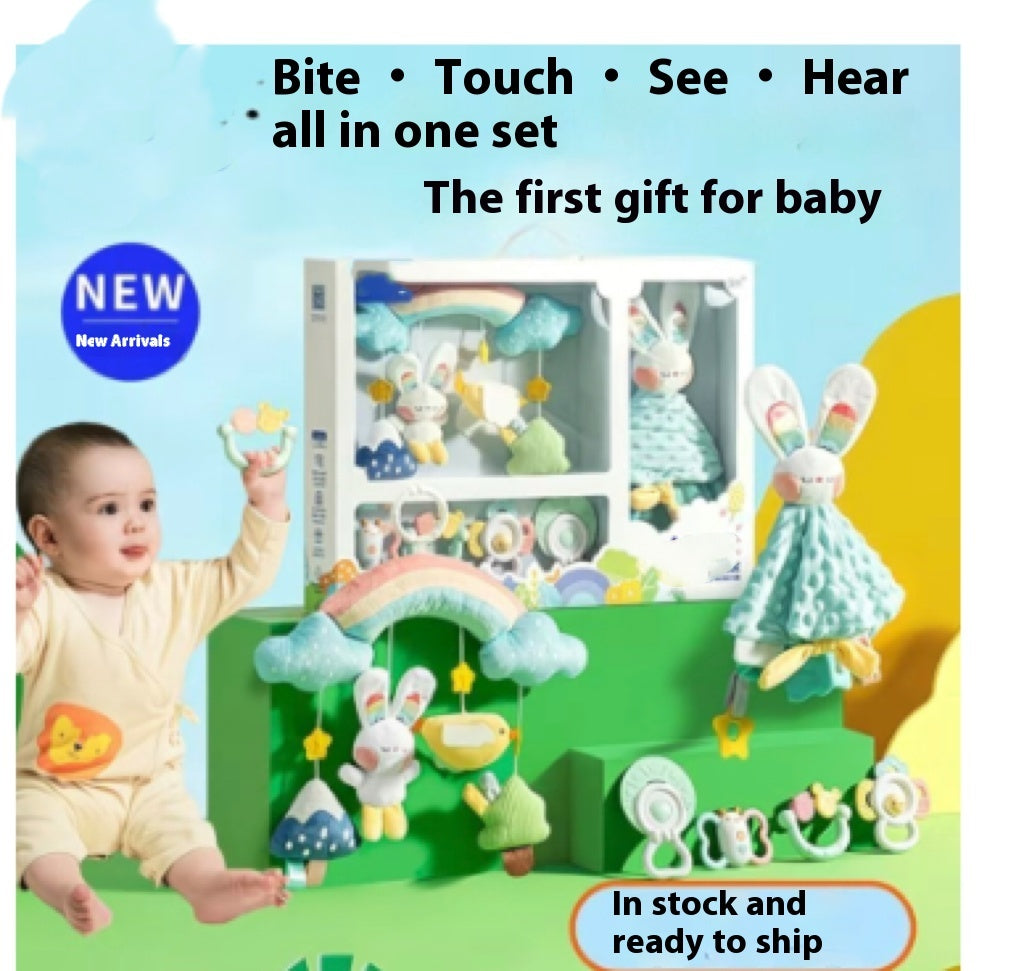 HKM-3851197 Newborn Comfort Rabbit Rattle Teether - Educational Toy for Emotional and Sensory Development