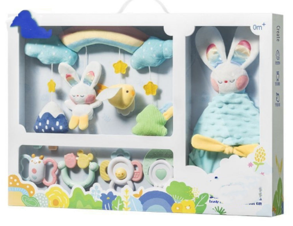HKM-3851197 Newborn Comfort Rabbit Rattle Teether - Educational Toy for Emotional and Sensory Development