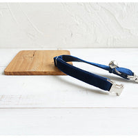 HKM-3852349 Navy Blue Double-Layer Soft Velvet Pet Collar for Cats, Size S and L
