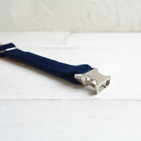 HKM-3852349 Navy Blue Double-Layer Soft Velvet Pet Collar for Cats, Size S and L