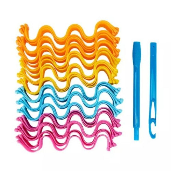 HKM-385235 Magic No Heat Hair Curlers for Water Ripple Waves - 36pc Set in Assorted Colors