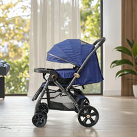 HKM-385299 Bidirectional Navy Blue Baby Stroller for Newborns - Portable Push Chair for Children